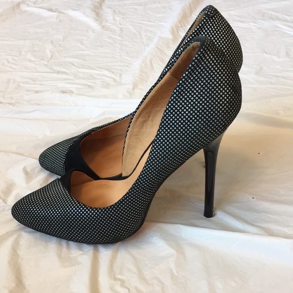 L.A.M.B Black White Leather D’orsay Stiletto Heels Size 8.5 - Picture 2 of 12